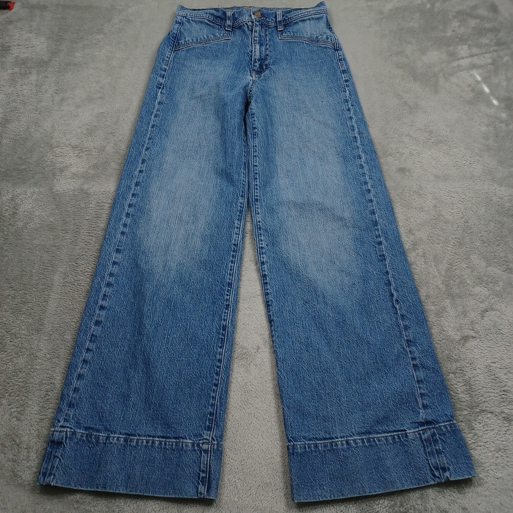 Gap Jeans Womens 4 Blue Denim Wide Leg Sky High Preppy Modern Pockets Casual